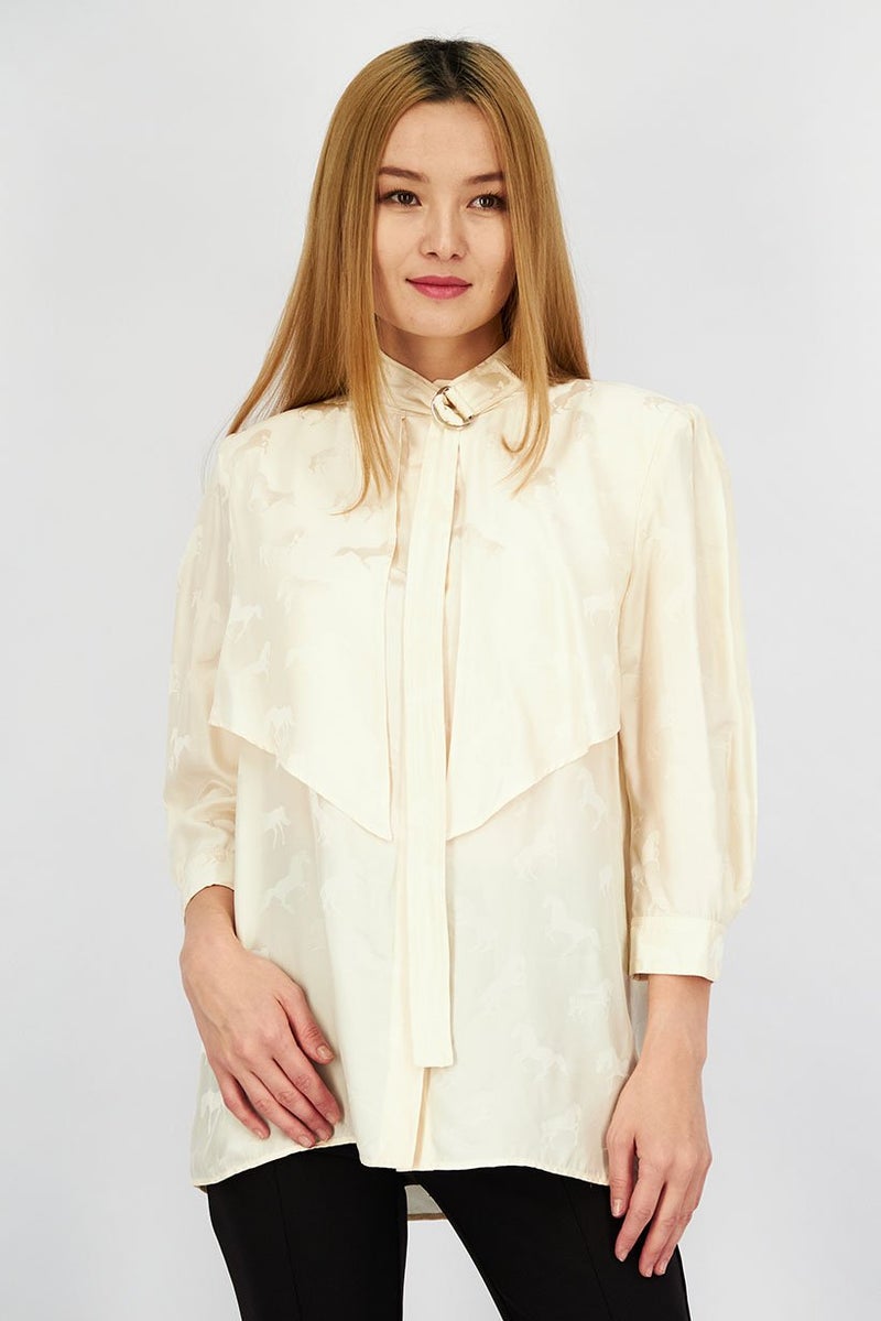 STELLA MCCARTNEY Women Crew Neckline 3 and 4 Longsleeves Plain Top, Beige - Image 1