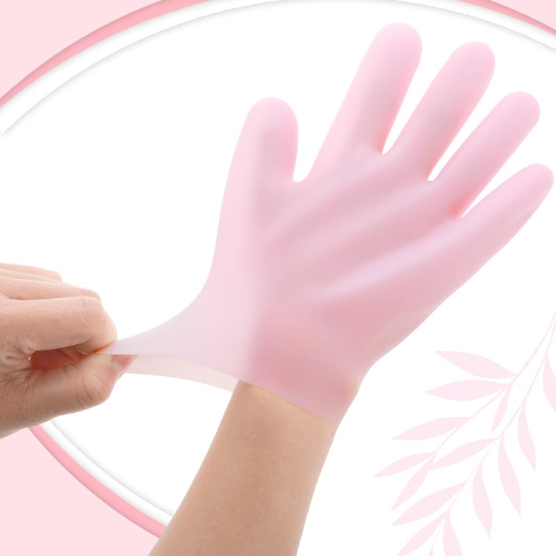 Sibba 2 Pairs Silicone Moisturizing Gloves Spa Gel Hydrating Gloves Women's Hand Care Gloves, Anti Slip Aloe Lotion Gloves for Repairing Dry Hand, Calluses, Cracked Heels and Softening Rough Skin - Image 5