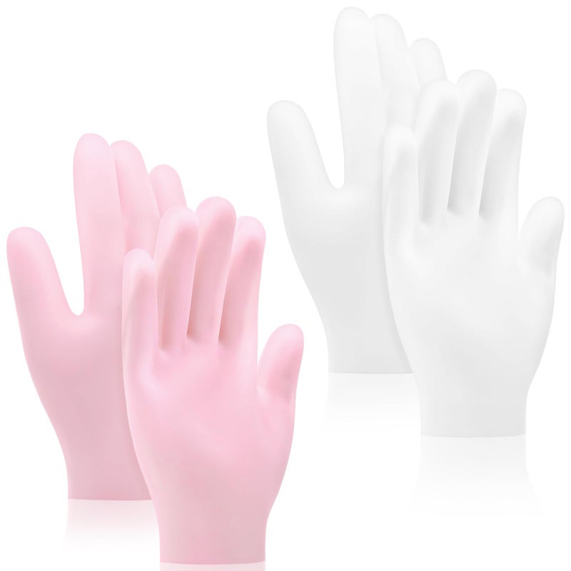 Sibba 2 Pairs Silicone Moisturizing Gloves Spa Gel Hydrating Gloves Women's Hand Care Gloves, Anti Slip Aloe Lotion Gloves for Repairing Dry Hand, Calluses, Cracked Heels and Softening Rough Skin - Image 1