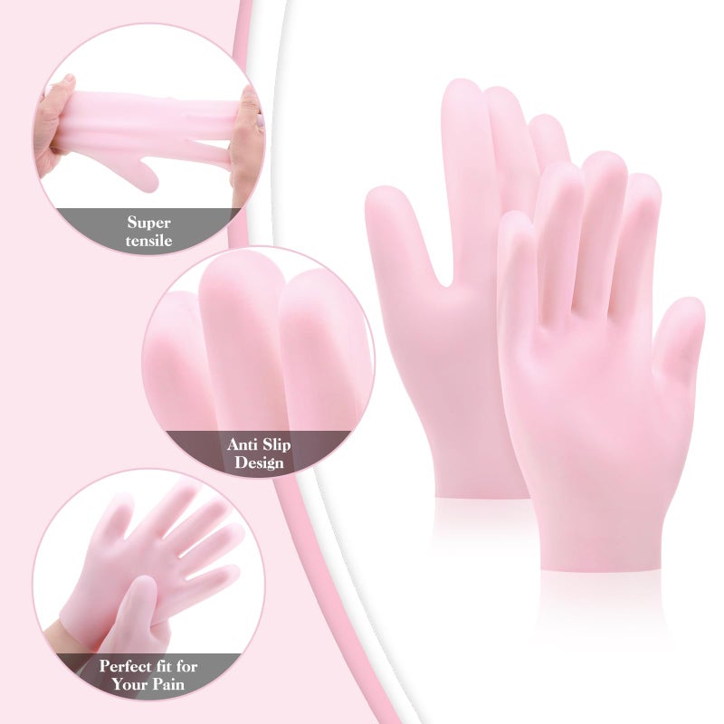 Sibba 2 Pairs Silicone Moisturizing Gloves Spa Gel Hydrating Gloves Women's Hand Care Gloves, Anti Slip Aloe Lotion Gloves for Repairing Dry Hand, Calluses, Cracked Heels and Softening Rough Skin - Image 3