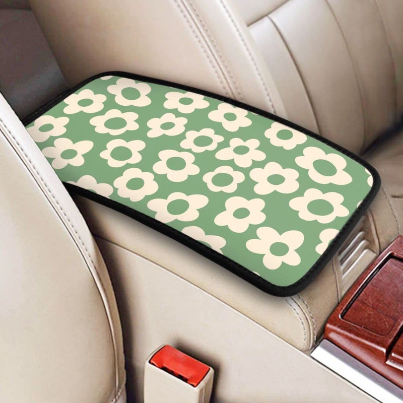 YANGDADA Vintage Groovy Flowers Auto Center Console Cover Pad Car Armrest Seat Box Cover Cushion Universal for Most Vehicle SUV Truck Car Accessories Decor - Image 3