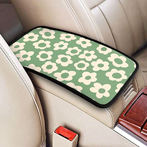 YANGDADA Vintage Groovy Flowers Auto Center Console Cover Pad Car Armrest Seat Box Cover Cushion Universal for Most Vehicle SUV Truck Car Accessories Decor - Image 1