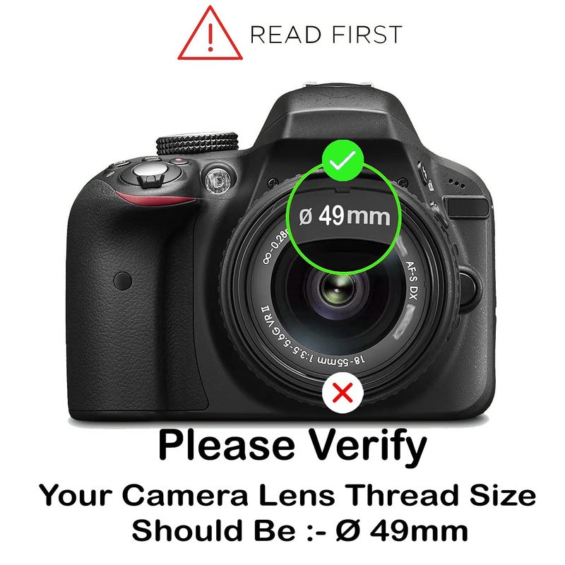 ® 49-58mm Step Up Lens Filter Adapter Ring, Set of 1 Piece - Size : 49mm to 58mm Stepping Ring