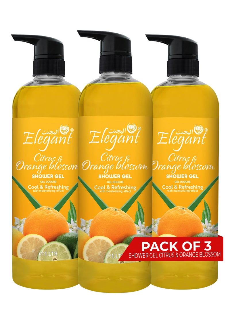 Elegant 3-Pieces Citrus & Orange Blossom Shower Gel 1 Liter - Image 1