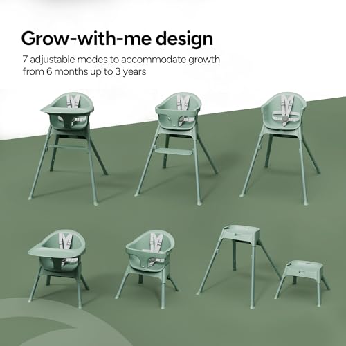 Mompush Olli 7-in-1 Convertible High Chair for Babies and Toddlers – Adjustable Height & Footrest, Dishwasher-Safe Tray, Compact Foldable Design for Easy Storage & Travel, Lightweight Yet Durable - Image 2