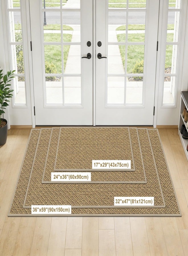 LEKEEPGO Door Mat Indoor Entrance 17"x29", Ultra Thin Indoor Door mat, Absorbent Washable Entryway Doormats, Low-Profile Dirt Trapper Doormat Entry Inside Door Mats Front Floor Mats, Beige - Image 2