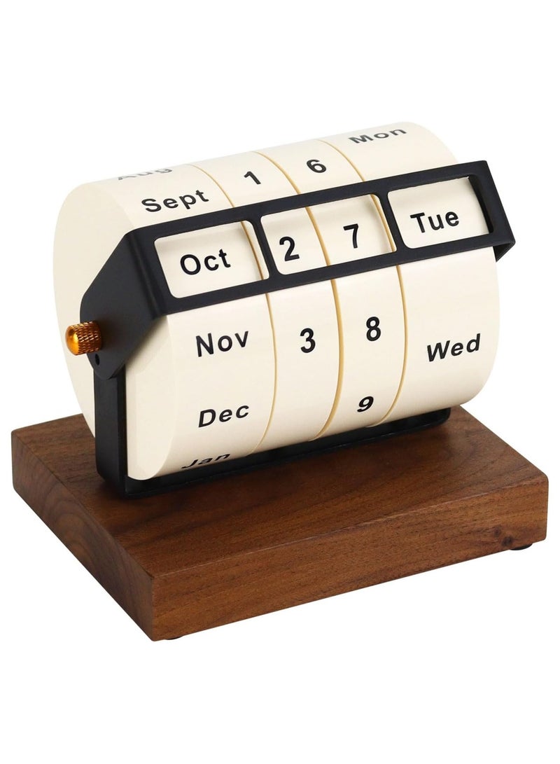 general Wooden Perpetual Calendar for Desk Decoration, Rotating Perpetual Office Calendar, Office & School Countdown Desktop Calendar (Wooden) - Image 1
