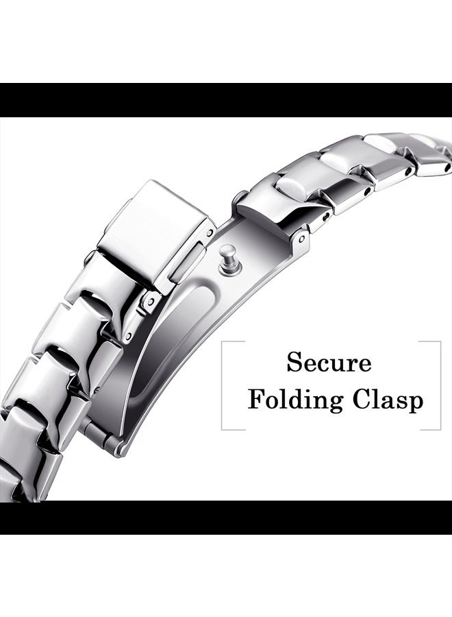 PlusRoc Stainless Steel Band Compatible with Samsung Galaxy Watch Band 4 40mm 44mm/Watch 4 Classic 42mm 46mm/Watch 5 40mm 44mm/Watch 5 Pro 45mm, Slim Bracelet Adjustable for Women, Silver - Image 5