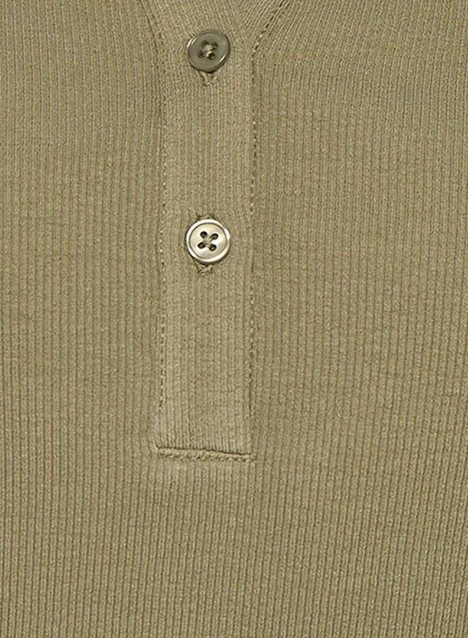 لي كوبر Lee Cooper Ribbed Top with Half Placket