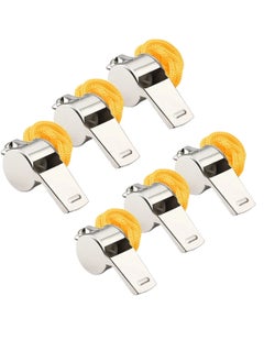 CHU DAI 6 Packs Stainless Steel Sports Whistles with Lanyard, Loud Crisp Sound Whistles Bulk Great for Coaches, Referees, and Officials  - Image 1
