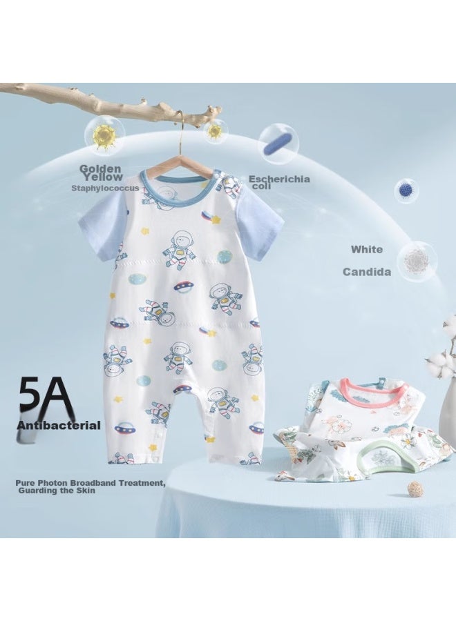 Beptides Beipesi Children's Pajamas, Summer Thin Style, New Cotton, Boys And Girls Baby Short-sleeve Home Wear, One-piece Clothing, Pastoral Style, Size 110 - Image 4