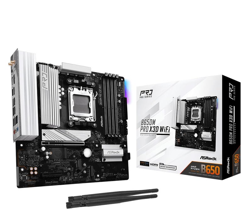 ASRock B650M Pro X3D WiFi AMD AM5 MicroATX Motherboard Supports AMD Ryzen 900080007000 Series Processors DDR5 8000 OC PCIe 50 25G LAN WiFi 6E 821 Power Phase - Image 2