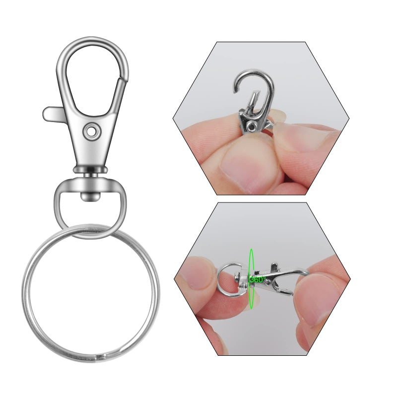 DSUWAZU 104PCS Swivel Snap Hooks with Key Rings, Metal Lobster Claw Clasp, Keychain Rings for Crafts 1.25inch/32mm - Image 3