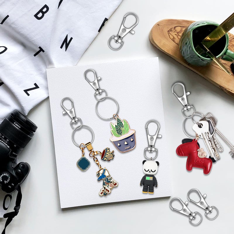 DSUWAZU 104PCS Swivel Snap Hooks with Key Rings, Metal Lobster Claw Clasp, Keychain Rings for Crafts 1.25inch/32mm - Image 4