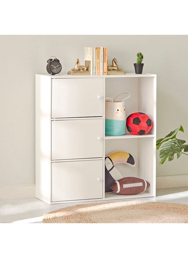 Home Box Vanilla Junior 3-Door Storage Unit with 2 Open Shelves 29.8 x 89 x 82 cm  - Image 1