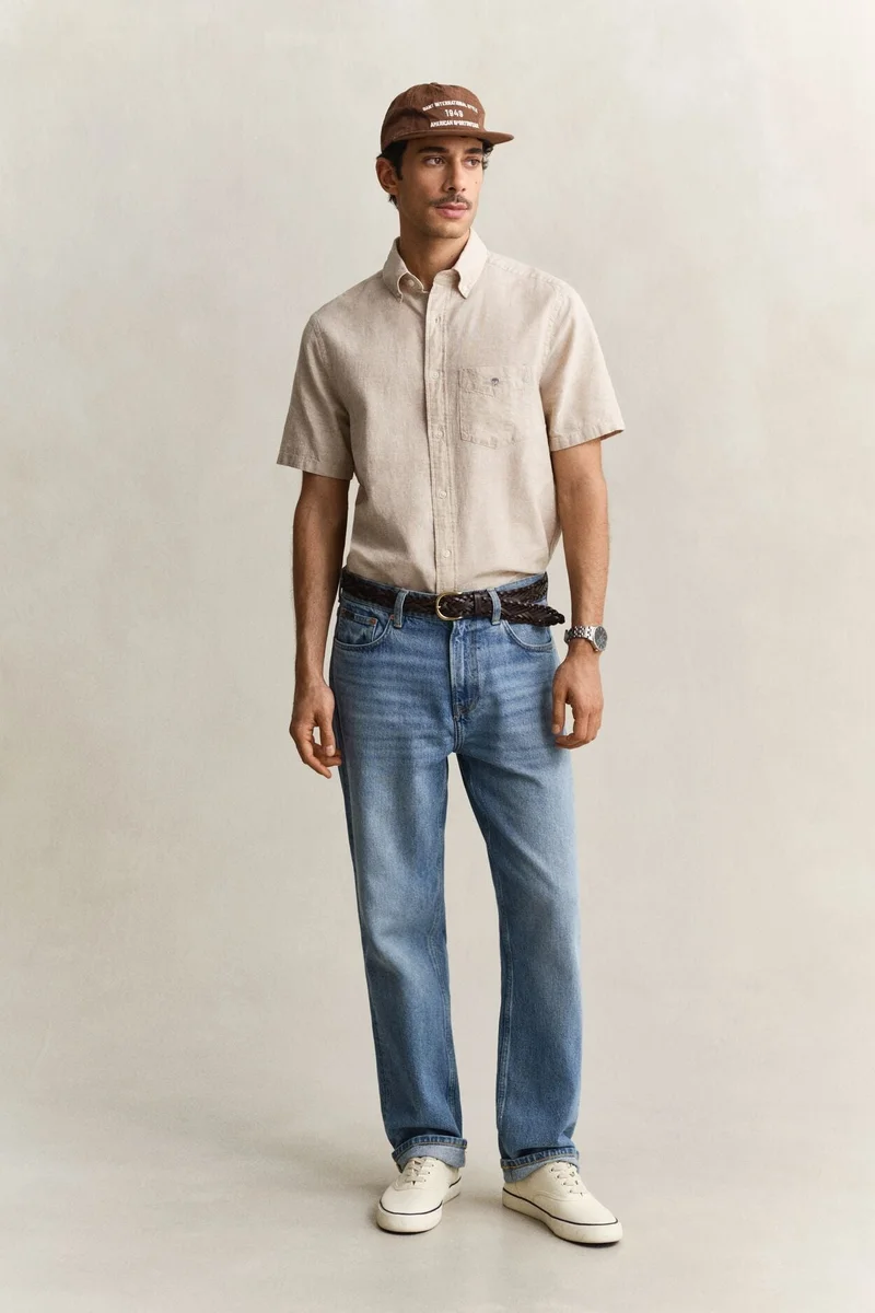 GANT  Regular Cotton Linen Short SleeveShirt for Men | Best Price UAE