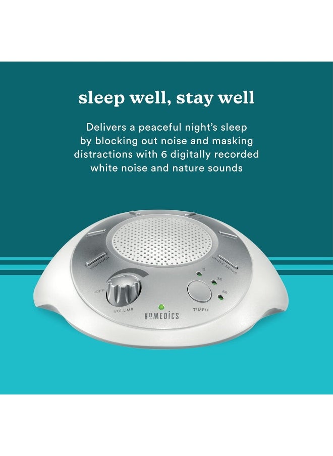 HoMedics - White Noise Sound Machine | Portable Sleep Therapy for Home, Office, Baby & Travel | 6 Relaxing & Soothing Nature Sounds, Battery or Adapter Charging Options, Auto-Off Timer | HoMedics Sound Spa - Image 1