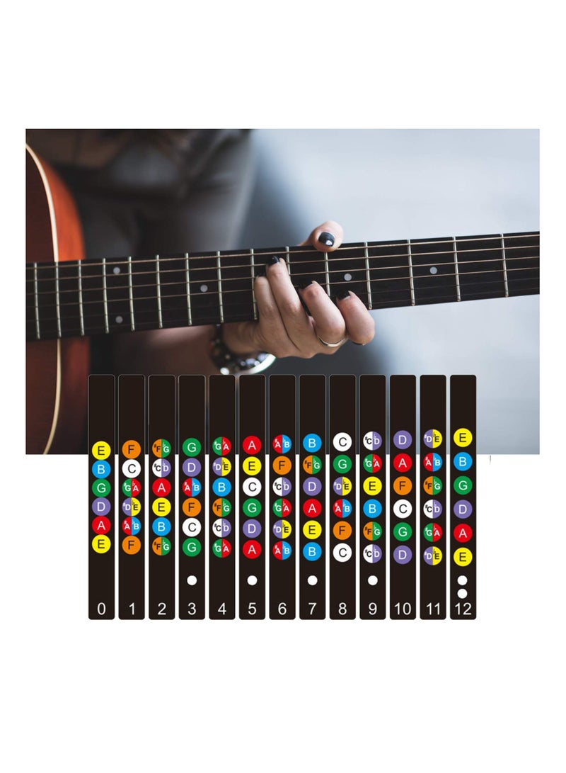 SYOSI 3PCS Guitar Fretboard Stickers for Guitar Beginners, Guitar Note Learning Stickers Fretboard Note Stickers Guitar Neck Fret Stickers Guitar Note Position Stickers with 12 Pcs Guitar Picks  - Image 2