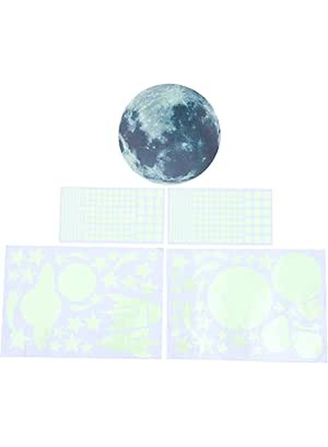 مجموعة ملصقات حائطية على شكل نجوم وقمر glow in the dark - Image 1
