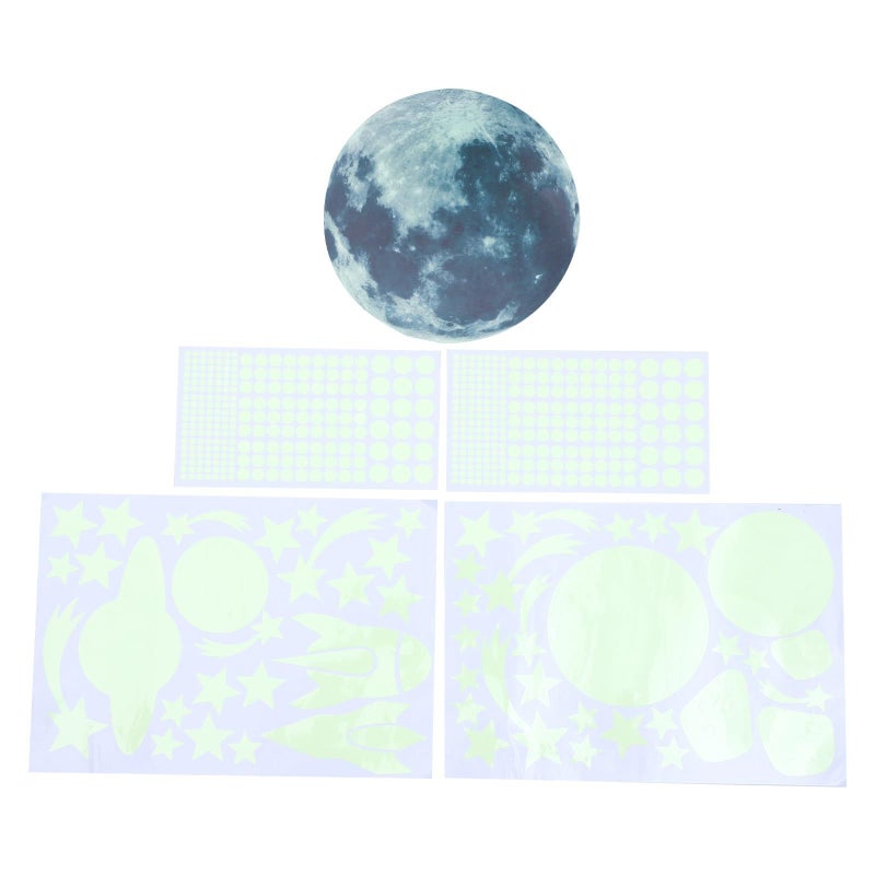 مجموعة ملصقات حائطية على شكل نجوم وقمر glow in the dark - Image 2