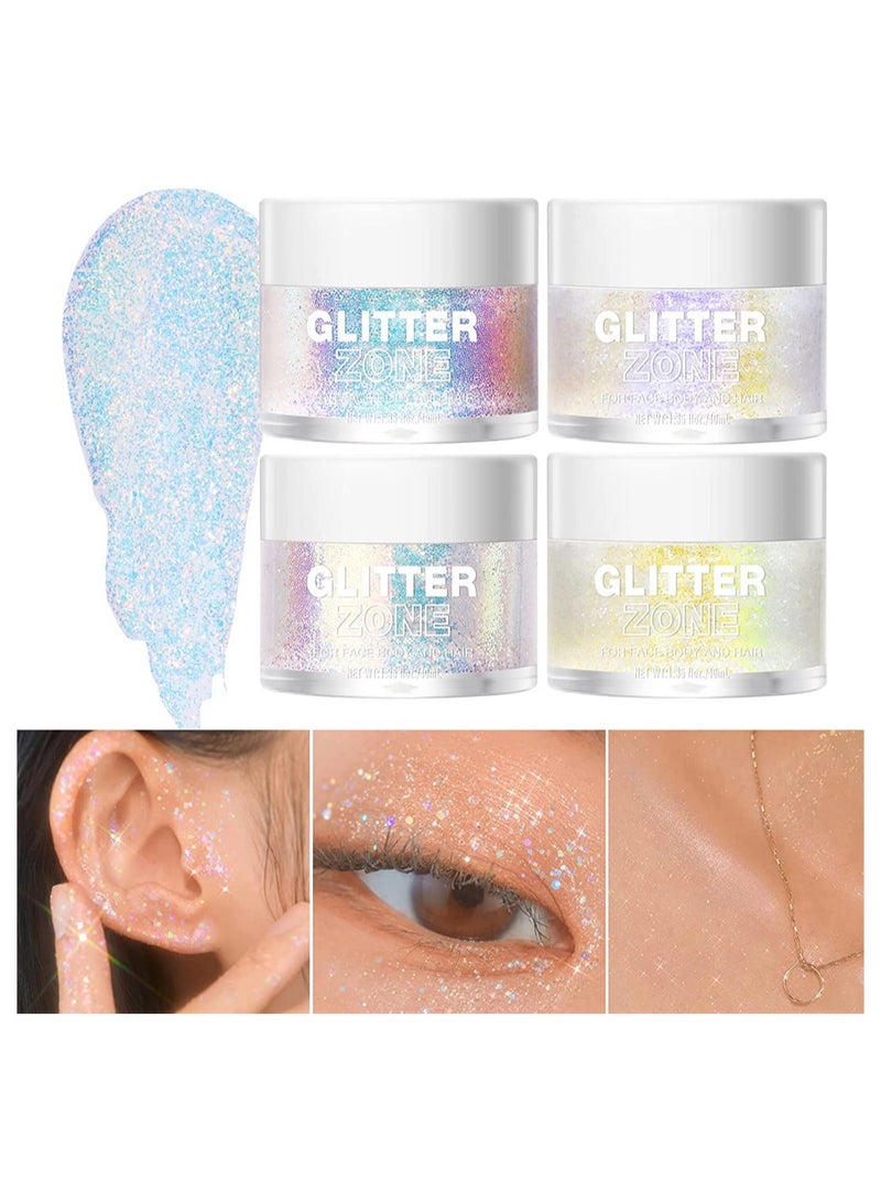SYOSI Body Glitter Gel for Body Face Hair and Lip Color Changing Glitter Gel Under Light - Image 4