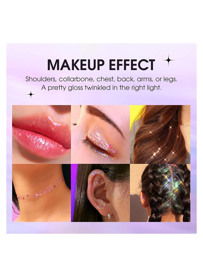 SYOSI Body Glitter Gel for Body Face Hair and Lip Color Changing Glitter Gel Under Light - Image 5