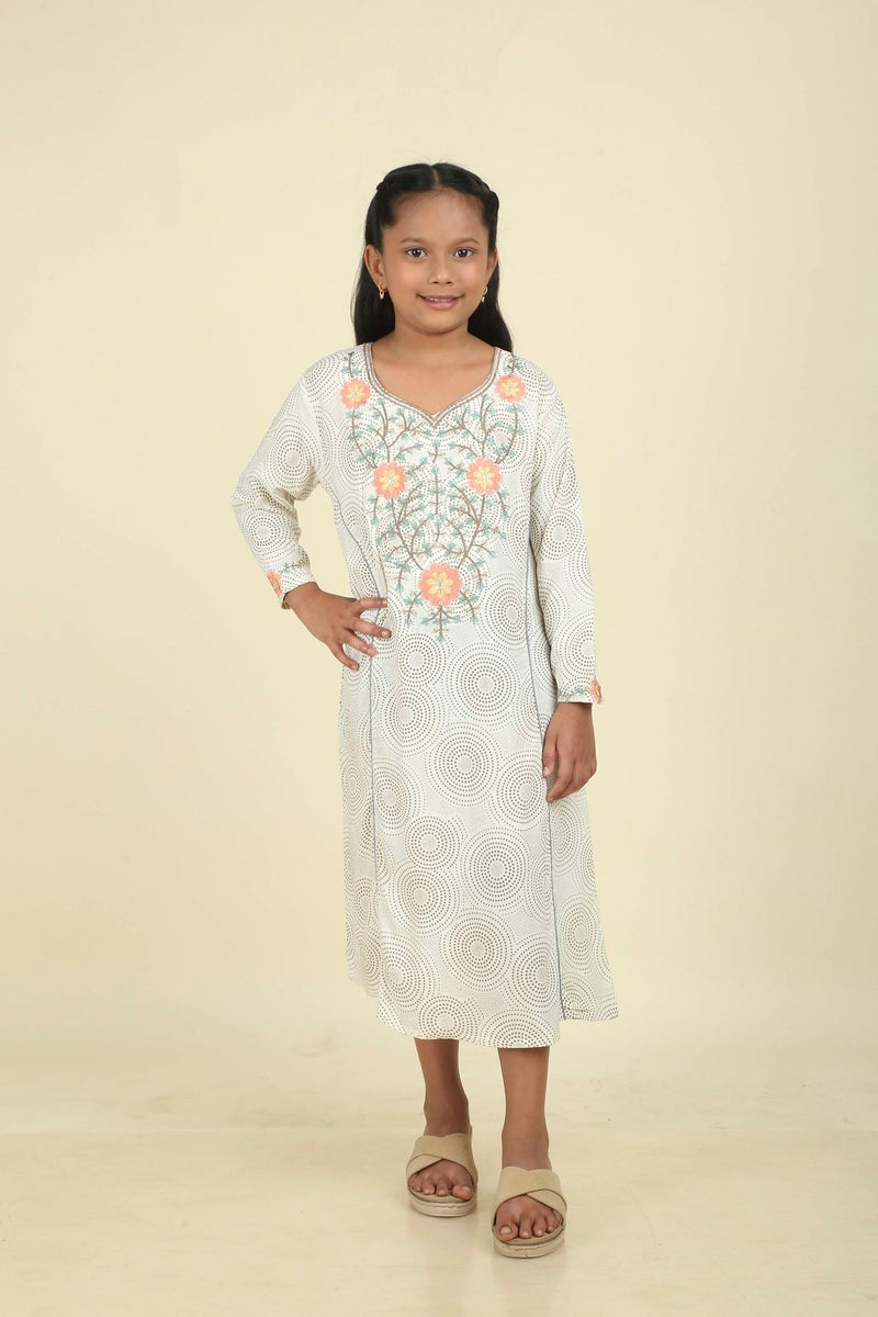 HANA & SARA Girls Long Trendy Printed Arabic Jalabiya For Girls - Image 3