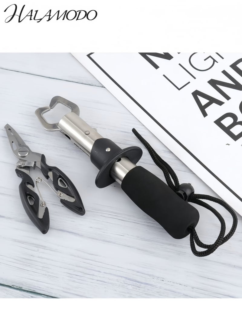 Halamodo Fish Lip Gripper Pliers Fishing Pliers & Gripper Set Muti-Function Hook Remover and Split Ring Pliers for Fly Fishing & Ice Fishing & Fishing Gear Gift for Men - Image 2