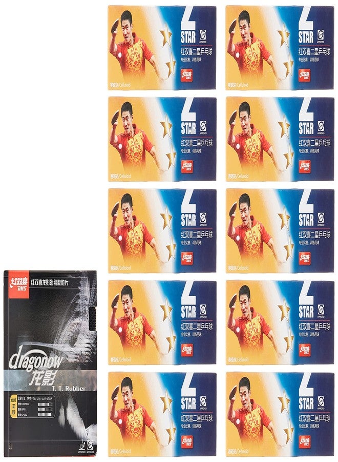 دي إتش أس مطاط تي تي دي إن دي إتش إس مع كرة تي تي دي إتش إس 40 مم نجمتين برتقالي (علبة تحتوي على 100 قطعة) - Image 3