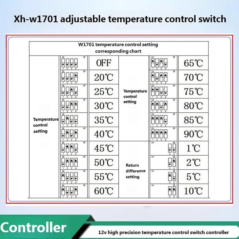 Temperature Control Switcher W1701 Adjustable 12V Switcher Controller Management Digital Controller Electronic Control - Image 3