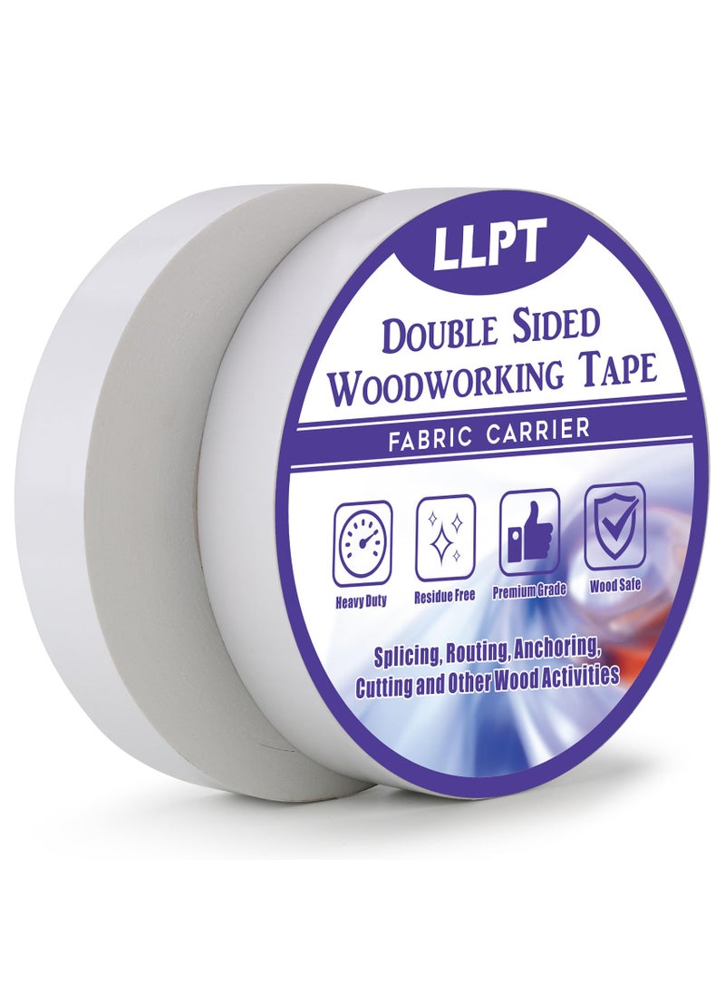 LLPT LLPT Double Sided Woodworking Tape 1" x 90Ft Each 2 Pack Double Face Turner Woodworker Adhesive Tape Removable Residue Free for Wood Template (WT1090W2)  - Image 1