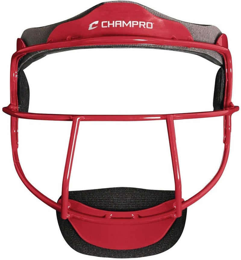 CHAMPRO womens The Grill Defensive Fielder's Protective Steel Frame Softball Face Mask , Scarlet, Adult - Image 1