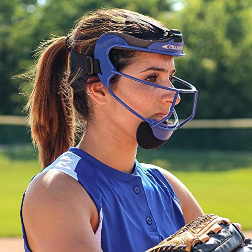 CHAMPRO womens The Grill Defensive Fielder's Protective Steel Frame Softball Face Mask , Scarlet, Adult - Image 4