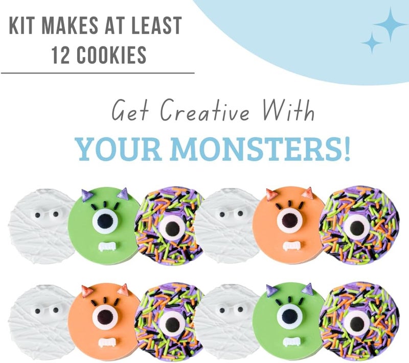 Sweets Indeed Sandwich Cookie Decorating Kit – Halloween DIY Set with Oreo Mold, Spooky Sprinkles, Candy Eyeballs, Monster Teeth & Piping Bags - Image 3