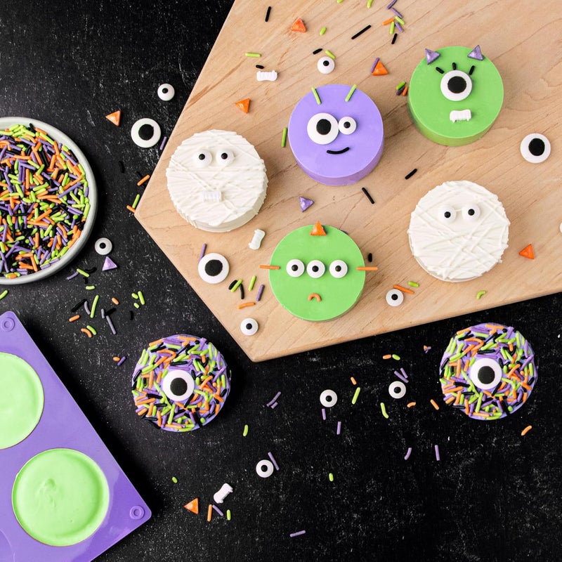 Sweets Indeed Sandwich Cookie Decorating Kit – Halloween DIY Set with Oreo Mold, Spooky Sprinkles, Candy Eyeballs, Monster Teeth & Piping Bags - Image 4