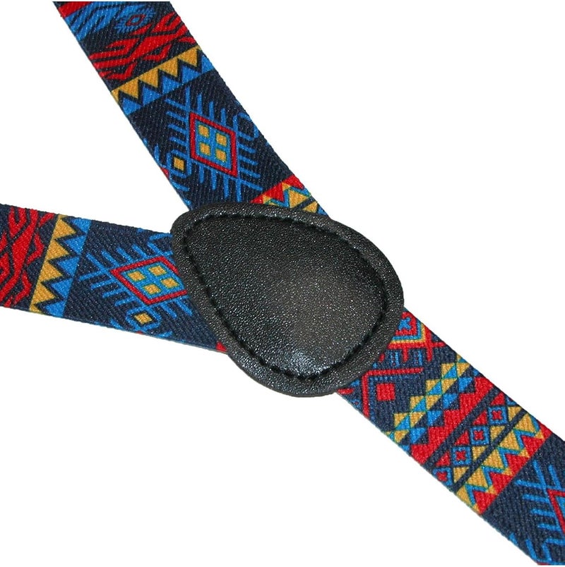CTM Women's Elastic Aztec Pattern Clip-End Suspenders - Image 4