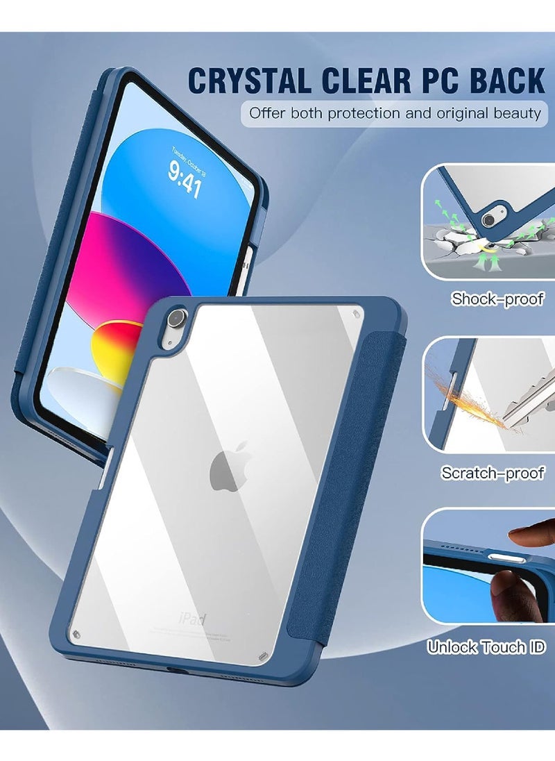 Captaintech iPad 10th Gen Case (2022) – Slim Hybrid Protective Cover with Pencil Holder, Tri-Fold Stand u0026 Clear Back | Auto Sleep/Wake for iPad 10.9 Inch - Image 5