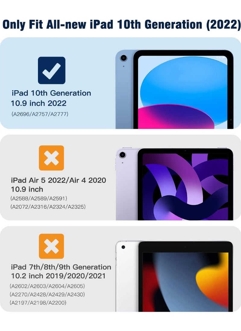 Captaintech iPad 10th Gen Case (2022) – Slim Hybrid Protective Cover with Pencil Holder, Tri-Fold Stand u0026 Clear Back | Auto Sleep/Wake for iPad 10.9 Inch - Image 2