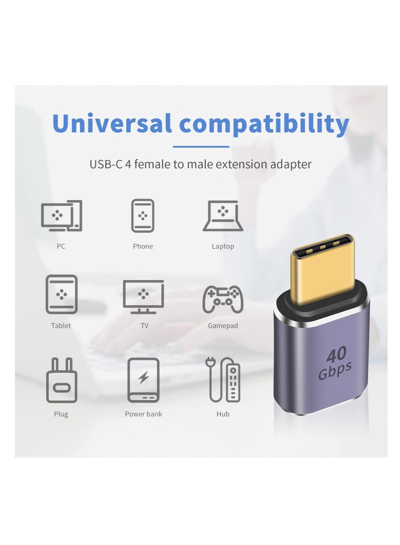 USB male to C female Adapter 40Gbps,USB Type Extender Supports 8k@60HZ and 100W fast charging,USB Female Male,Compatible with Thunderbolt 3/4 (2 PCS) - Image 3