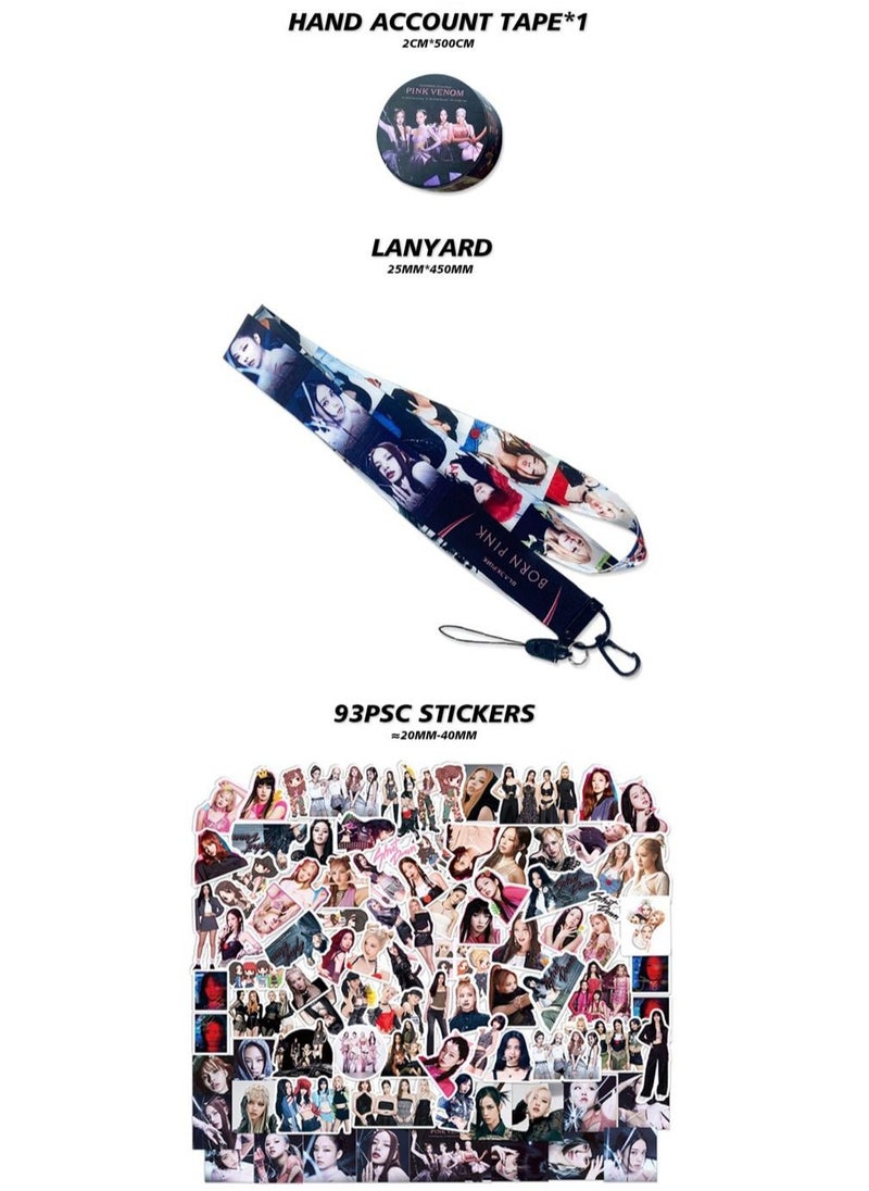 EHOME Blackpink Rose Gift Box With Lomo Cards Acrylic Stand Hand Account Tape Keychain Lanyard Stickers Photo Card  - Image 4