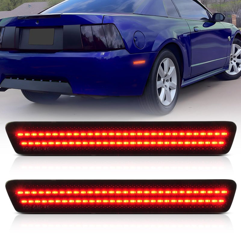 litzland LED Rear Side Marker Lights Compatible With Ford Mustang 1999 2000 2001 2002 2003 2004 Mustang Rear Bumper Lamp Smoked Lens