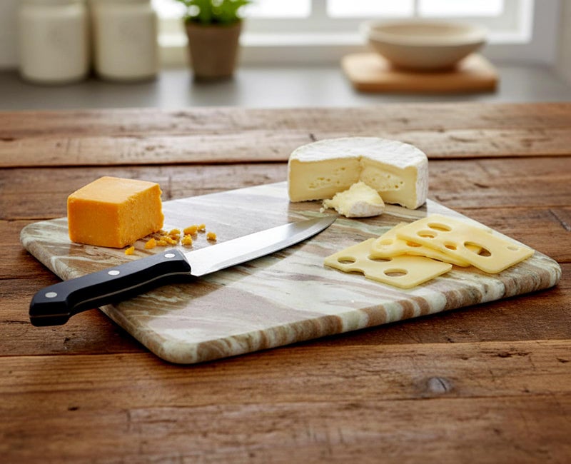 KLEO Marble Chopping Board Cutting Board Cheese Board Cheese Platter - Serve Wine, Cheese and Salami (Beige) - Image 3