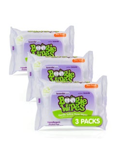 Boogie Baby Wipes By Boogie Wipes Wet Wipes For Face Hand Body & Nose Made With Vitamin E Aloe Chamomile And Natural Saline Natural Lavender Scent 30 Count Pack Of 3 (90 Total Wipes)  - Image 1
