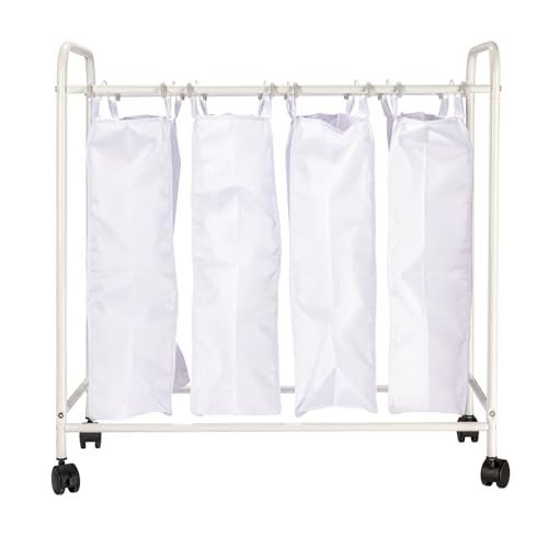 Household Essentials 7173 Rolling Quad Laundry Sorter with Removable Hamper Bags | Antique Bronze Frame - Image 5