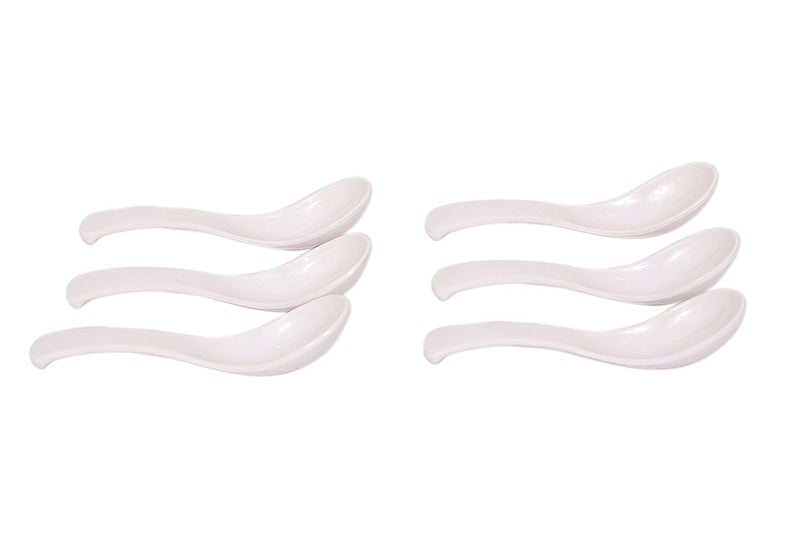 Home-Cart Homecart DINNERWARE Classique Melamine Soup Spoons Set of 6 Pcs (white) Table spoon - Image 1
