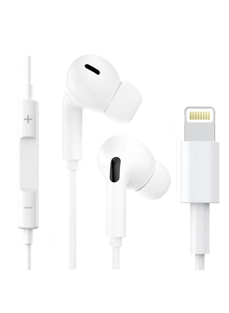سماعات البرق من طرف ثالث ، متوافقة بالكامل مع موصل iPhone لسماعات الأذن iPhone مع الميكروفون والتحكم في الصوت متوافقة مع iPhone14 / 13 / 12 / 11 / ipad 14 / 13 / 12 / 11 / X / 8 / 7 ، دعم جميع نظام iOS - أبيض - Image 1
