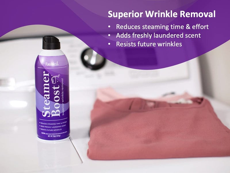 Faultless Steamer Boost (2 Pack) - Wrinkle Remover Spray for Clothes - Fabric Steamer to Reduce Steaming Time & Effort - Travel Wrinkle Spray w/Freshly Laundered Scent & Removes Odor, 15 oz (425g) - Image 2
