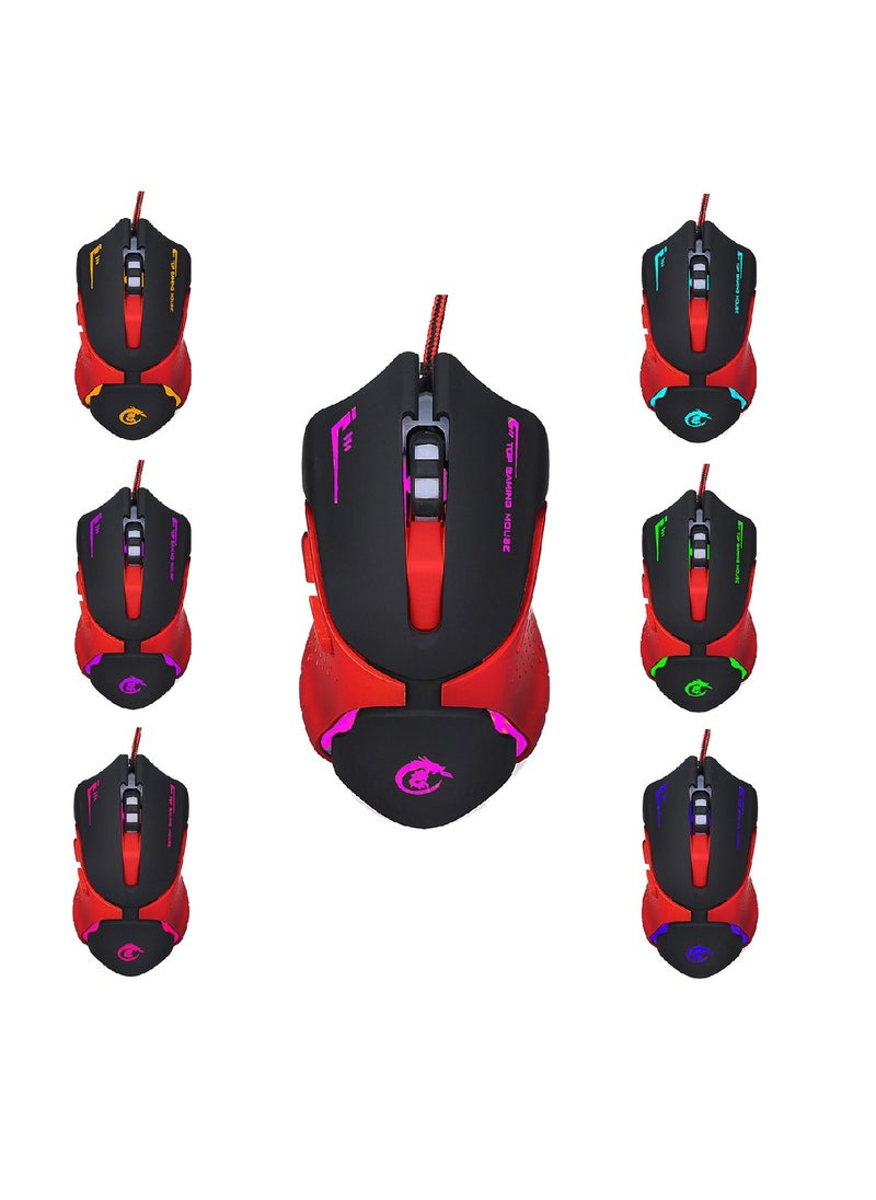 HXSJ HXSJ Ergonomic Optical Professional Esport Gaming Mouse Mice Adjustable 3200 DPI Breathing LED Light 6 Buttons USB Wired for Laptop PC Computer  - Image 1