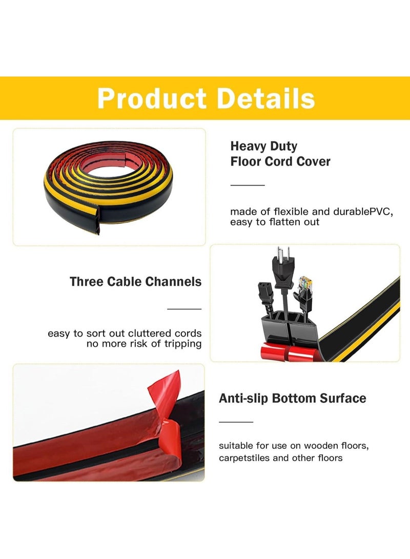 3M Floor Cable Protector – Extra Long Self-Adhesive Rubber Wire Cover for Outdoor Cables, Office, Factory & Garage Use - Image 2