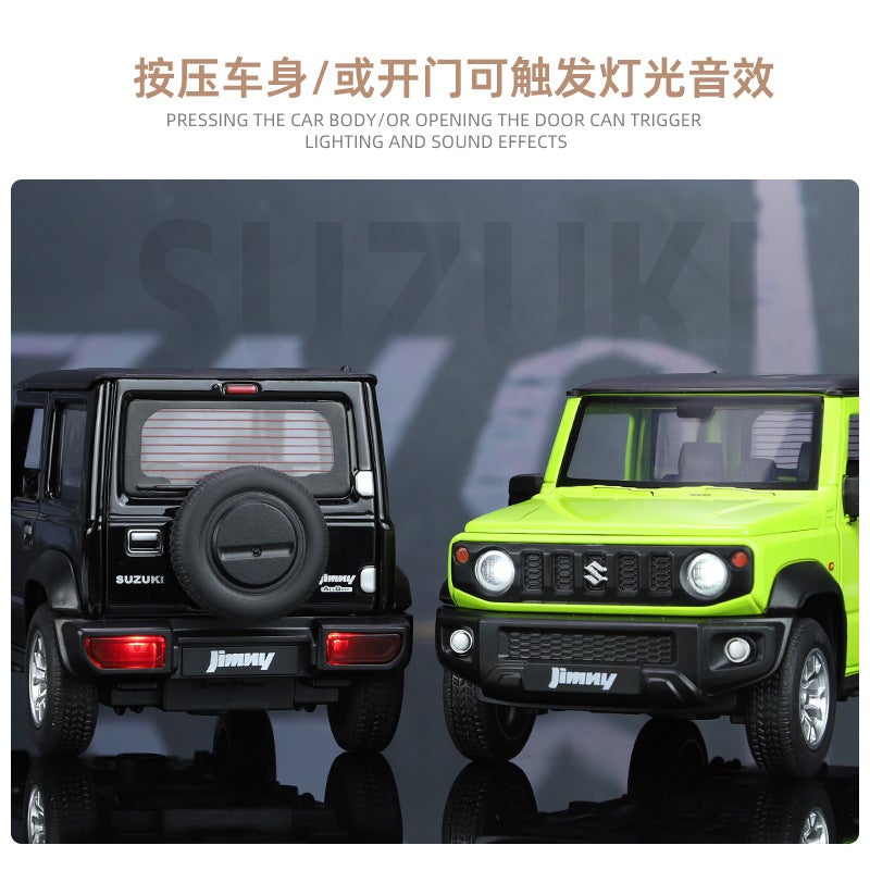 Authentic 1:24 Suzuki Jimny Alloy Model Toy Car with Sound, Light and Shock Absorption Black - Image 5